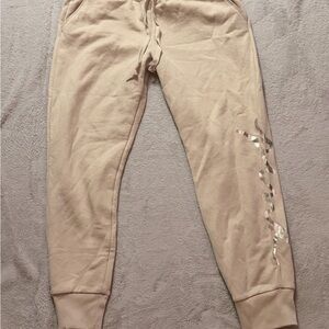 VS Pink Beige Jogger Pants with Silver Pink down the pant leg